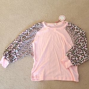 Umgee Pink and Leopard Print with Balloon sleeves Size Large